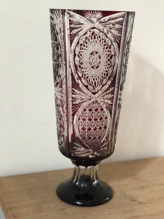 oude Boheemse kristallen vaas, Antiek en Kunst, Antiek | Glaswerk en Kristal, Ophalen