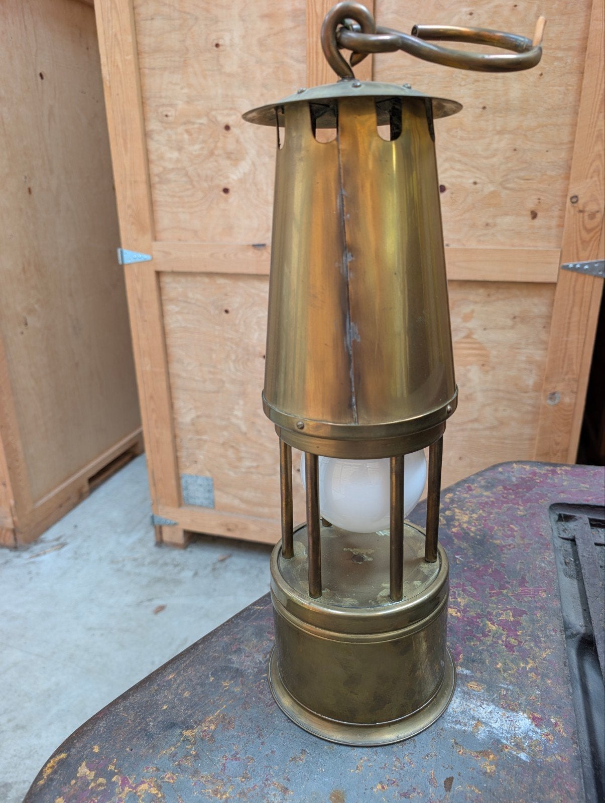 plafonnier lampe de mineur, Antiquités & Art, Antiquités | Éclairage, Enlèvement