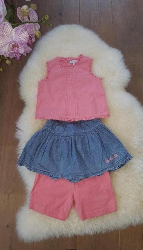 Maat 86 katoenen zomer setje : top + rok + bijpassende broek, Enlèvement ou Envoi, Comme neuf, Fille, Ensemble