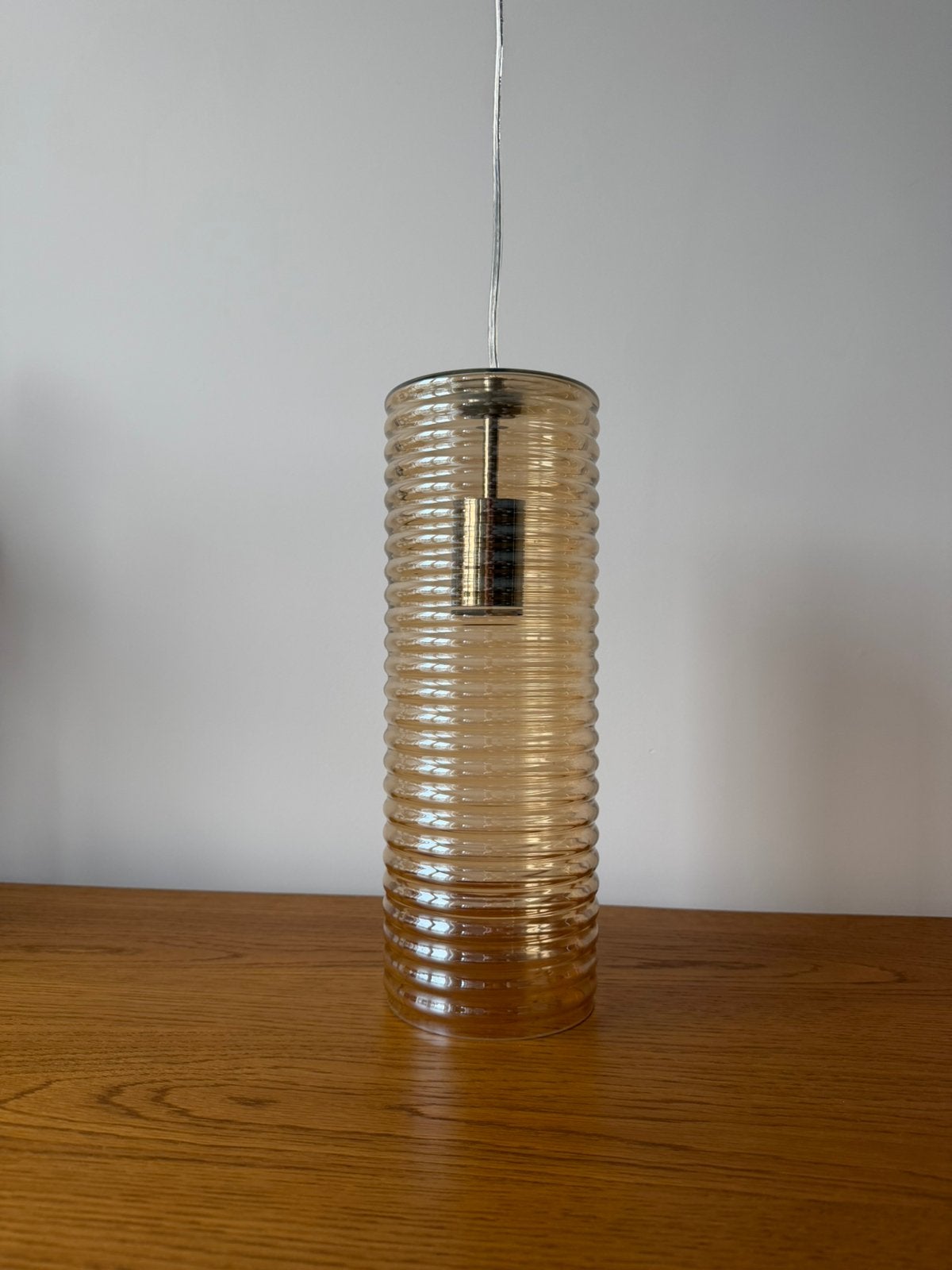 Suspension cylindrique en verre style vintage, Maison & Meubles, Enlèvement, Comme neuf, Verre
