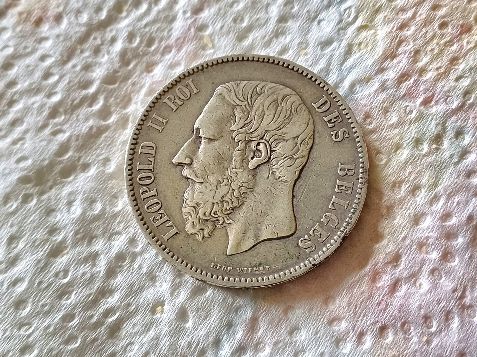 BELGIQUE 5 FRANCS 1876 LÉOPOLD II ARGENT, Timbres & Monnaies, Enlèvement ou Envoi, Monnaie en vrac, Argent, Argent
