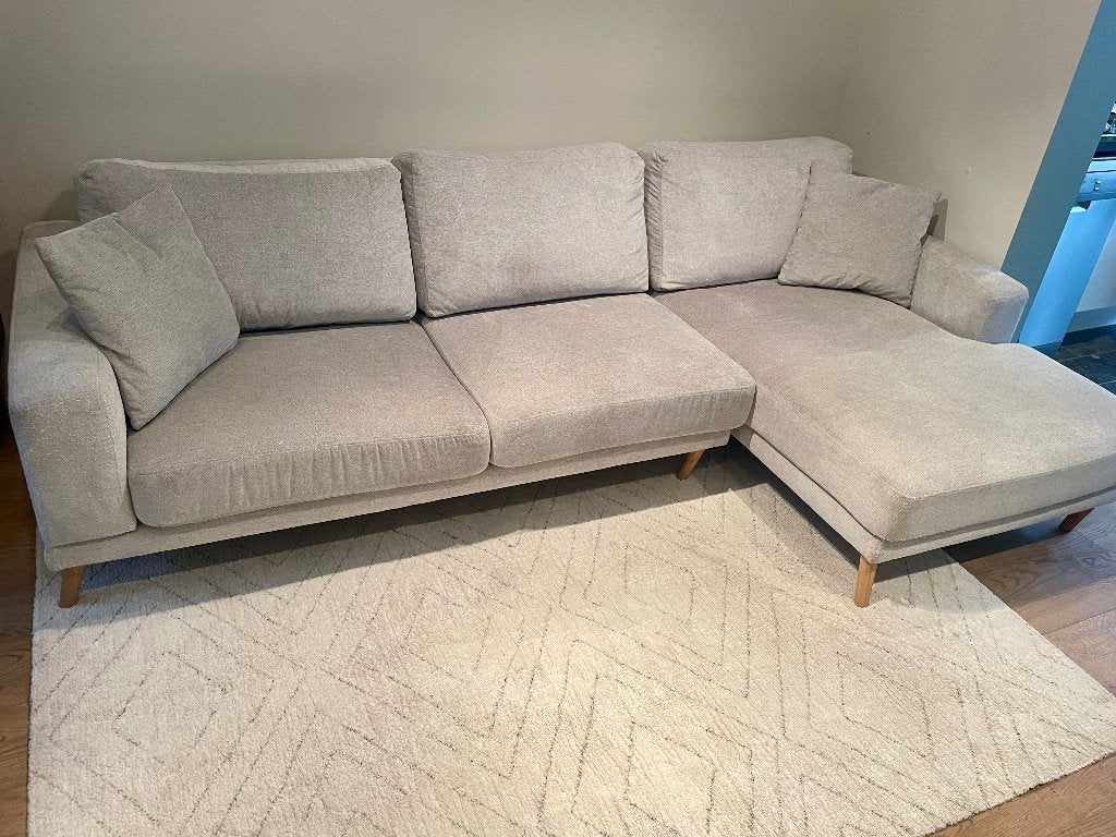 Zetel - grijs - hoekzetel - chaise longue, Huis en Inrichting, 250 tot 300 cm, Gebruikt, Driepersoons, 75 tot 100 cm
