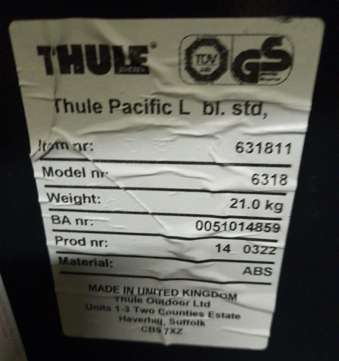 Dakkoffer Thule Pacific &  dakdragers, Enlèvement