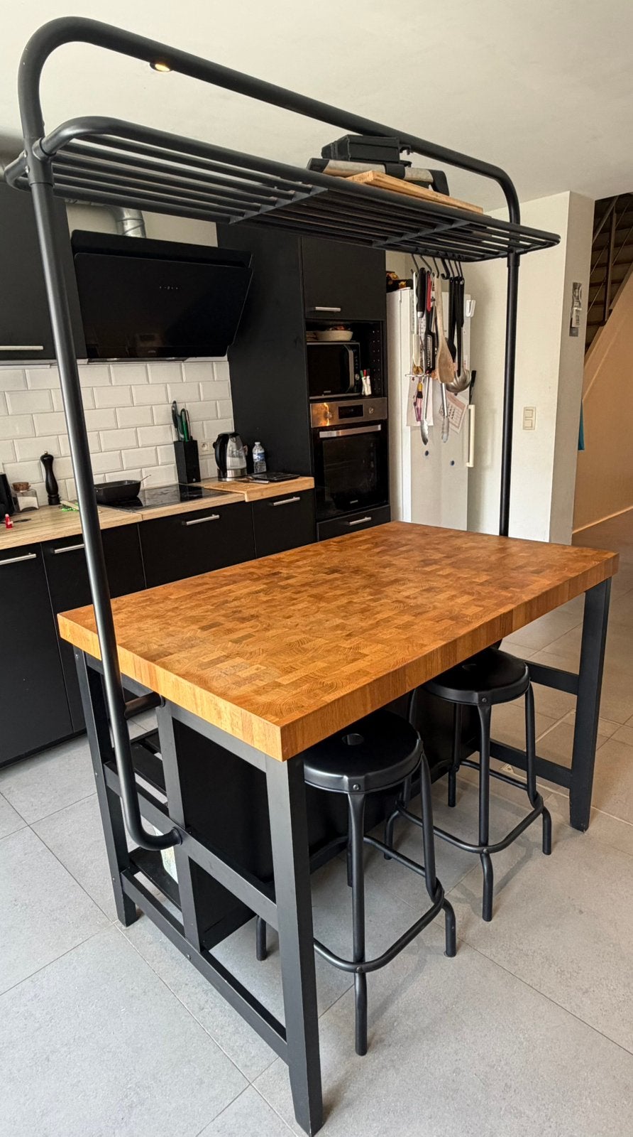 Îlot de cuisine + tabourets de bar, Moins de 100 cm, 100 à 150 cm, Enlèvement, Utilisé