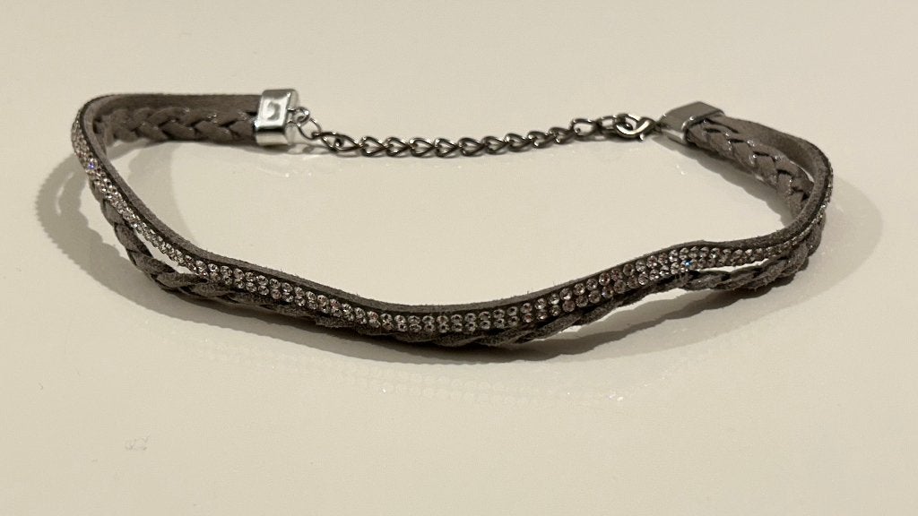 Zilverkleurige choker met strass, Ophalen of Verzenden, Nieuw, Zilver, Met strass