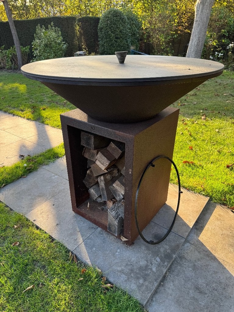 ofyr 1 meter met houtopslag, Tuin en Terras, Ophalen