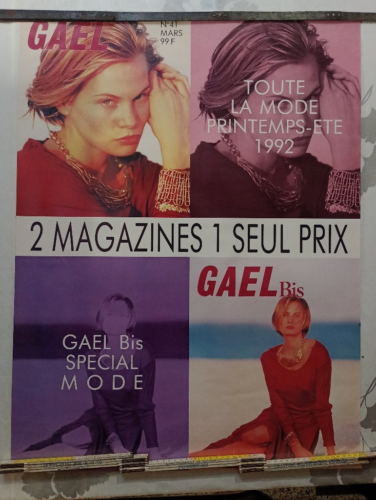 Reclameposter tijdschrift Gael maart 1992 vintage mode 60x80, Verzamelen, Ophalen of Verzenden