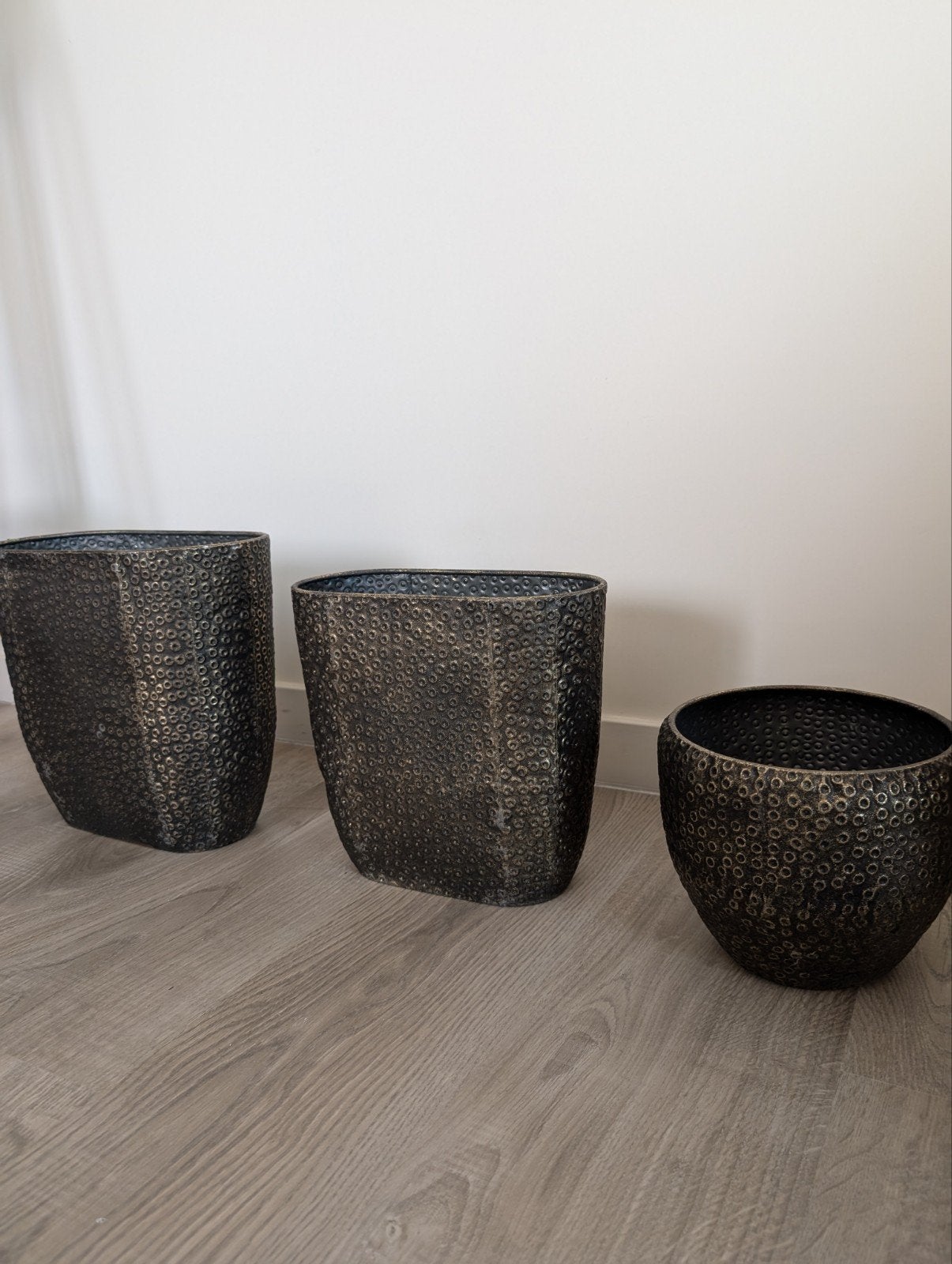 3 cache pots en metal, Jardin & Terrasse, Enlèvement ou Envoi, Utilisé, Intérieur, Métal