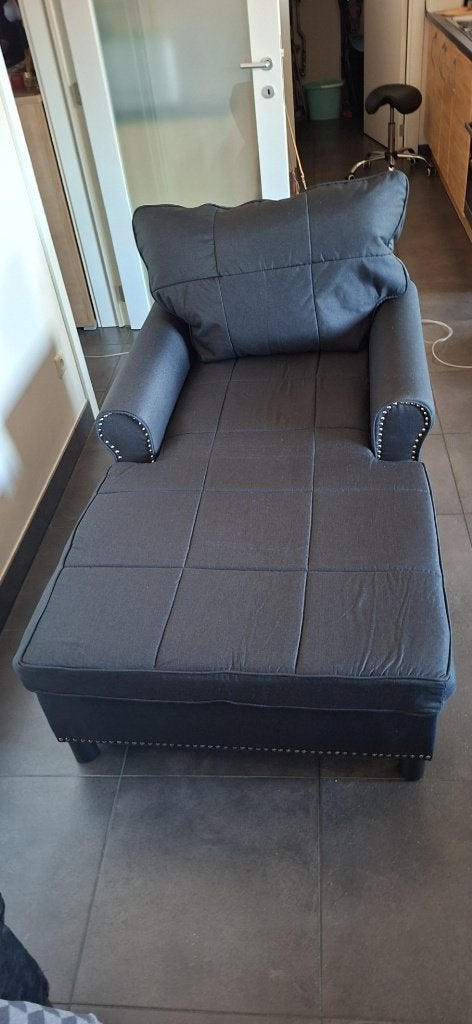 Chaise Lounge met kussen Zwart 91 x 157 x 91 cm Stof, Maison & Meubles, Enlèvement, Neuf, Une personne, Tissus