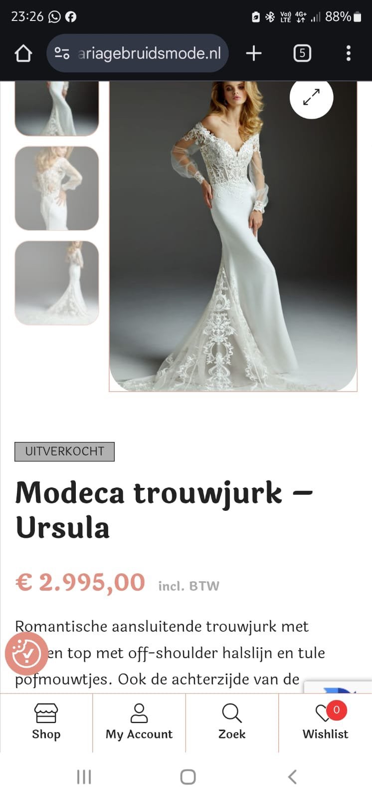 Trouwjurk ongedragen (retouches nog uit te voeren), Kleding | Dames, Ophalen, Nieuw, Wit, Trouwjurk