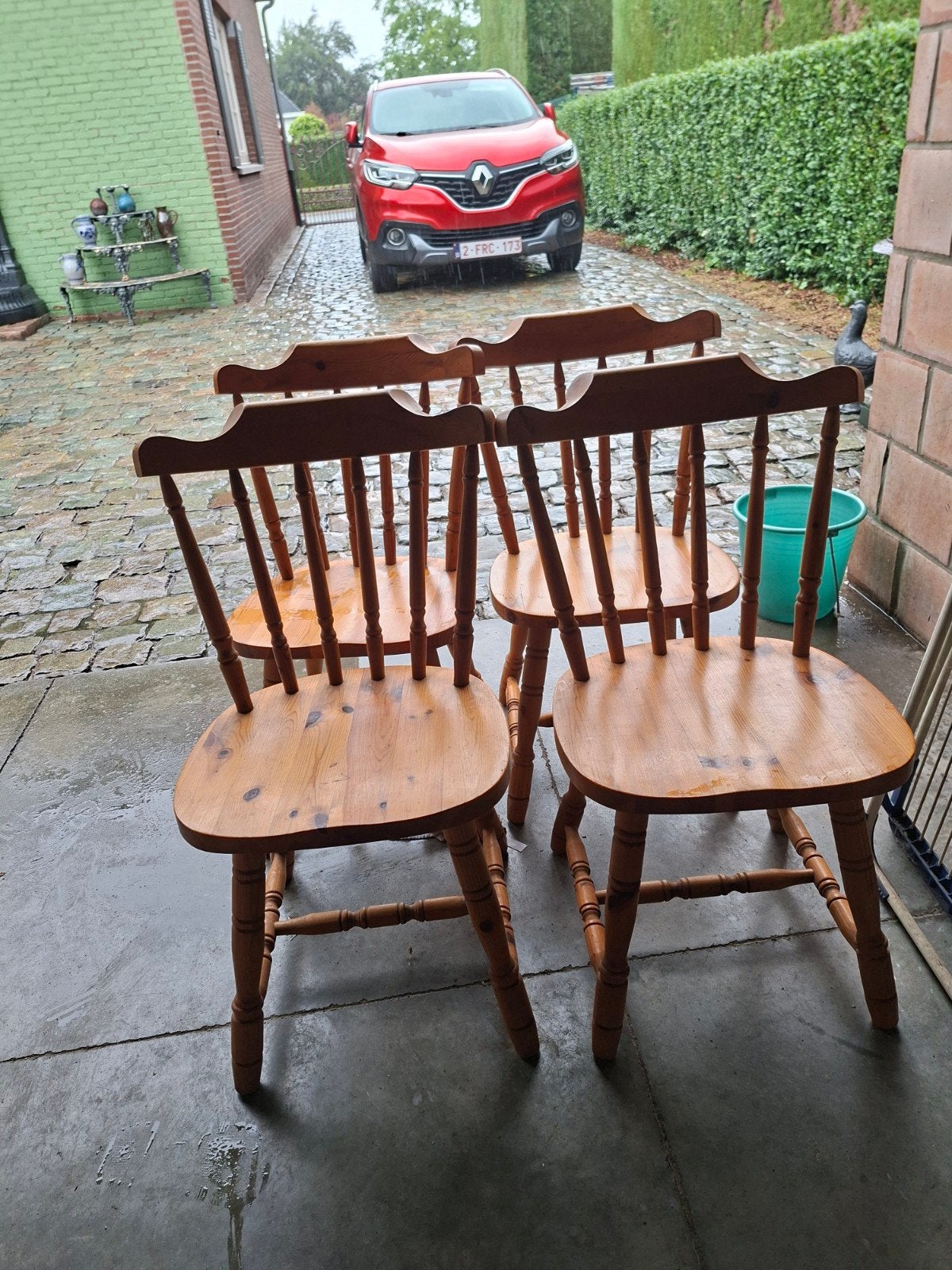 Grenen tafel en stoelen, Ophalen