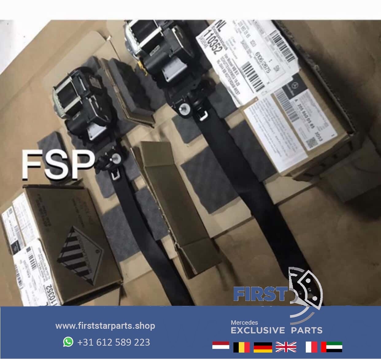 W205 S205 C Klasse 43 63 AMG GORDEL SET MERCEDES 4x  ZWARTE, Utilisé, -, -, Enlèvement ou Envoi