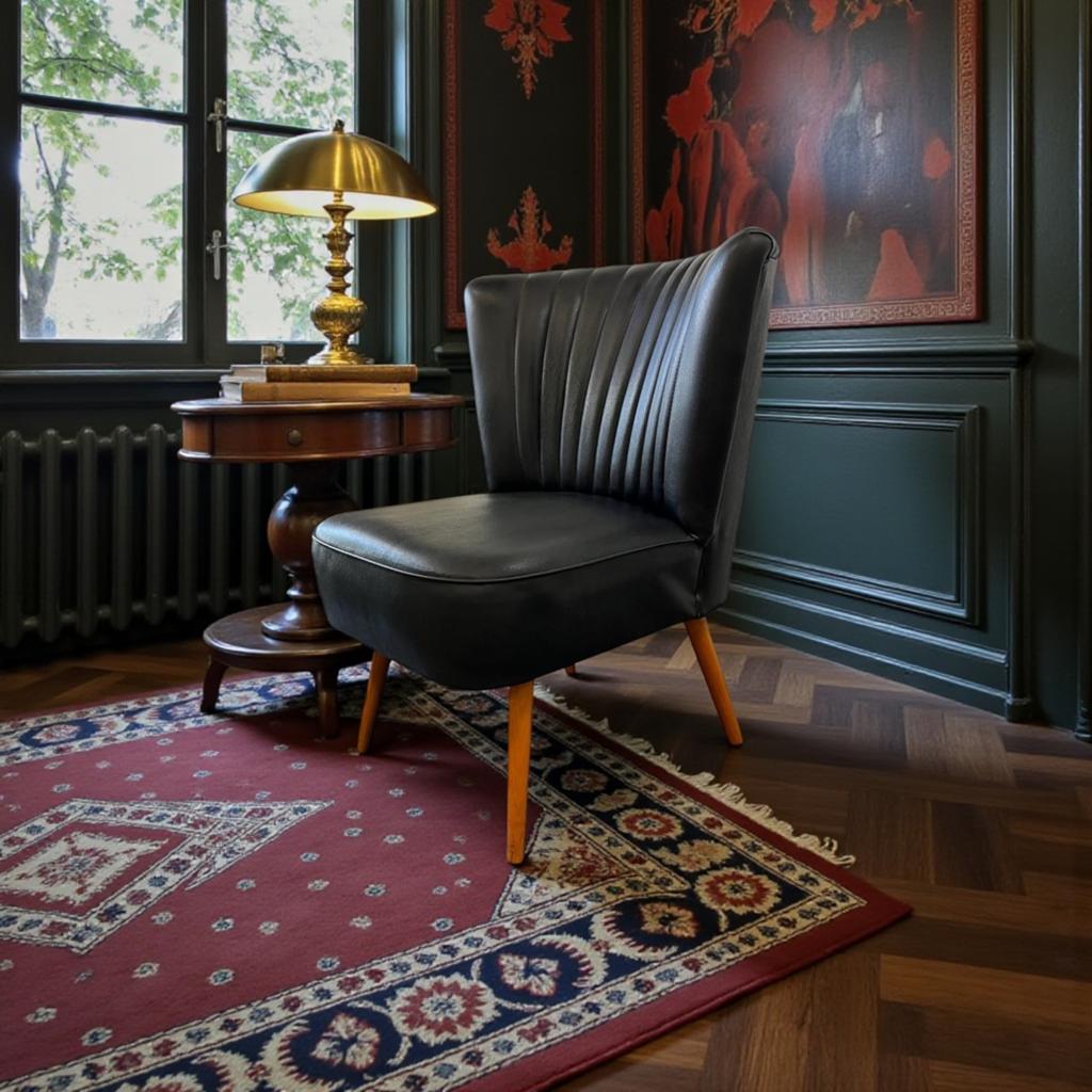 Vintage zwarte cocktailstoel / fauteuil / eenzit, Verzenden