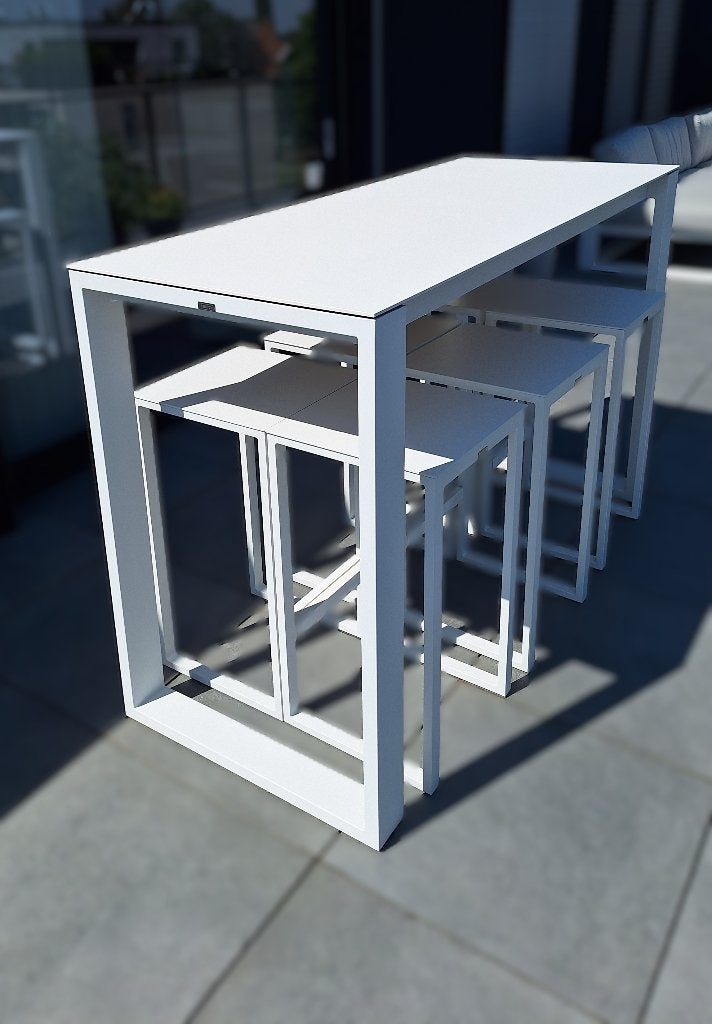 Tuinset:  Apéro - barmeubel, Tuin en Terras, Ophalen, 6 zitplaatsen, Aluminium, Zo goed als nieuw