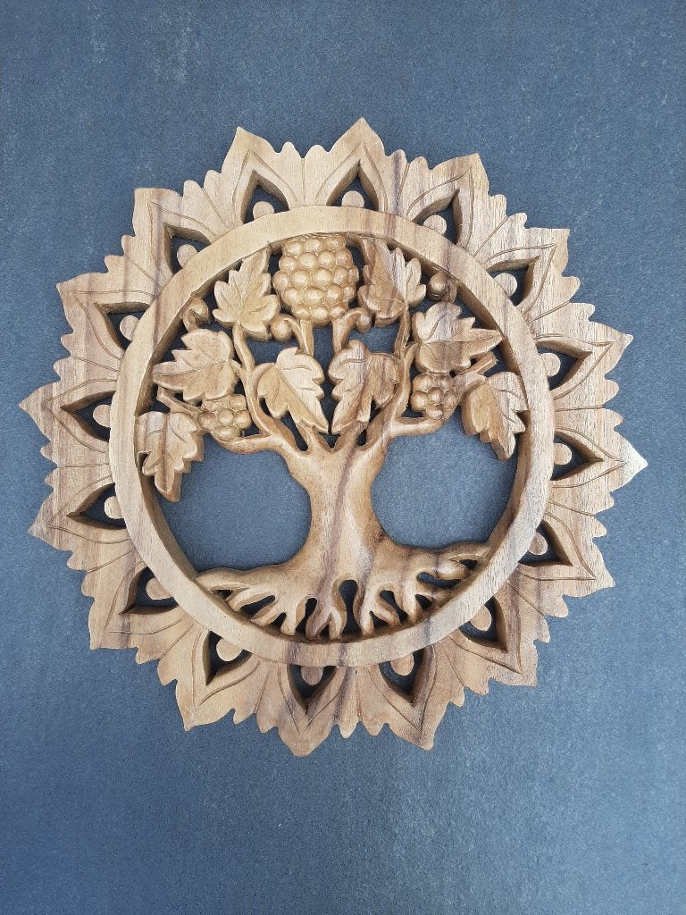 Levensboom/wijnstok/handgemaakt/helder, Huis en Inrichting, 30 cm, 30 cm, Hout, Ophalen of Verzenden