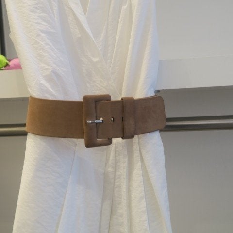 Brede riem bruin nubuck Depoortere - lengte101cm - br.6,5cm, Nieuw, Tailleriem, Ophalen of Verzenden, Depoortere