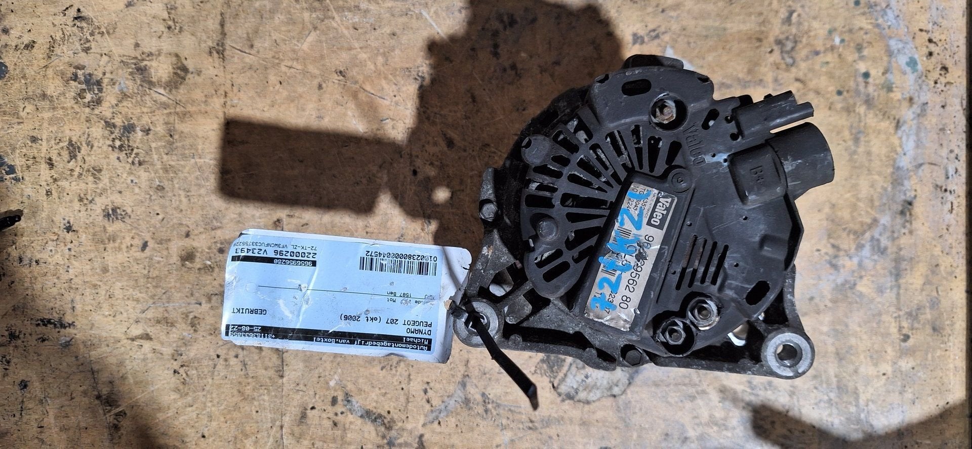Valeo Dynamo Peugeot 207 Citroën C3 1.4 9655956280 TG9B043, Gebruikt, -, Ophalen of Verzenden, -