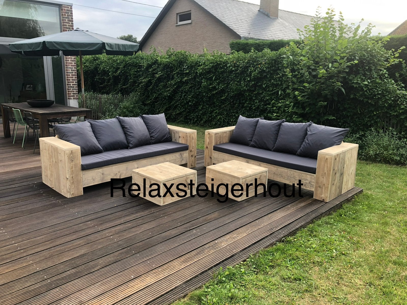 Steigerhout loungeset loungebank loungezetel loungestoel, Tuin en Terras, Tuinsets en Loungesets, Nieuw, Loungeset, Steigerhout