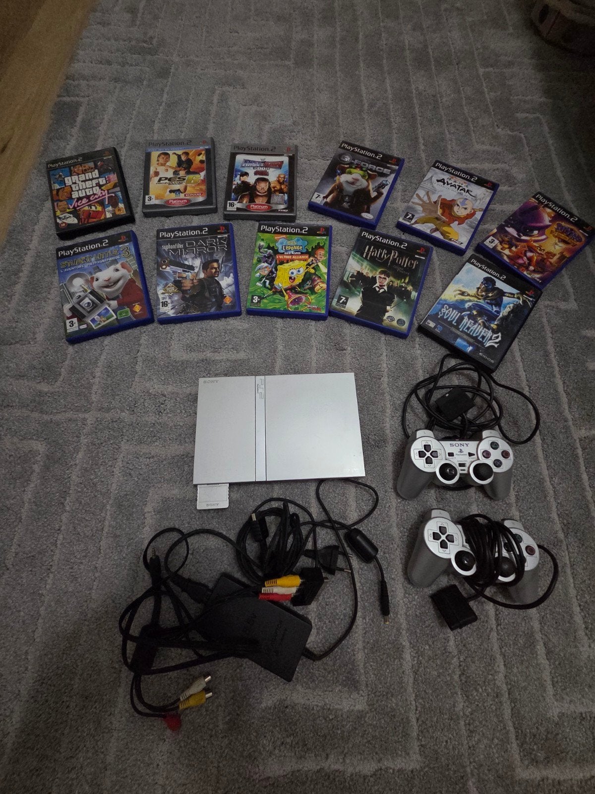 PS2-console met games, Games en Spelcomputers, Spelcomputers | Sony PlayStation 2, Ophalen, Gebruikt, Met games, Met 2 controllers