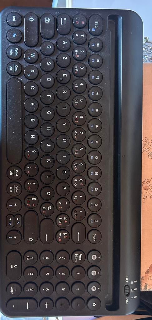 Clavier azerty bluetooth noir avec porte tablette, Enlèvement, Azerty, Comme neuf, Sans fil