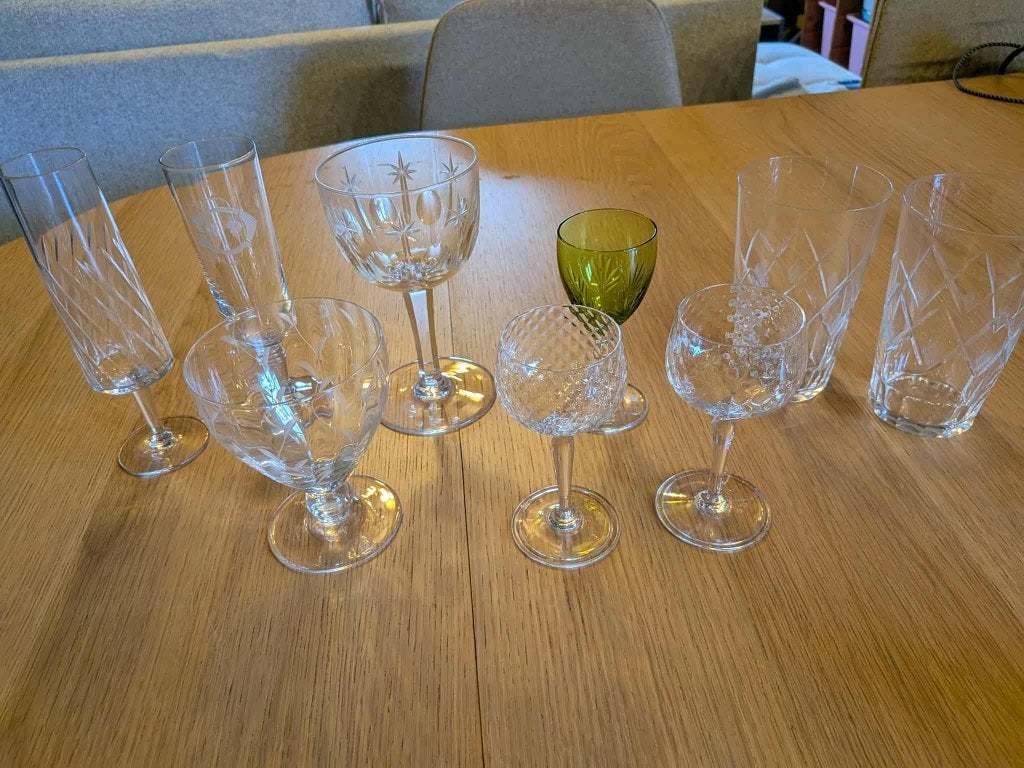 Set van 9 fijne kristallen glazen, Ophalen