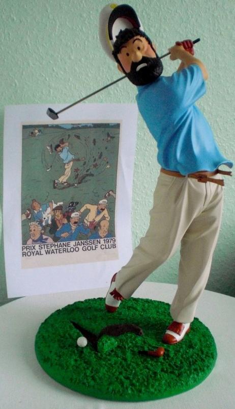 Standbeeld van St Emett/Haddock Golfer, Ophalen of Verzenden, Kuifje, Zo goed als nieuw, Beeldje of Figuurtje