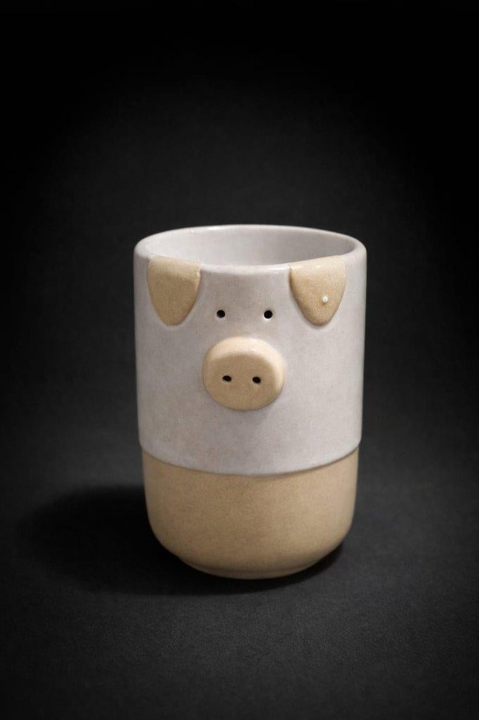 Cochon photophore et brûle-parfum en céramique., Enlèvement ou Envoi, Blanc, Bougie