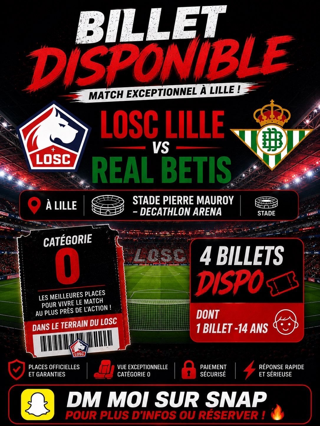 Place lille betis, Tickets & Billets, Sport | Football