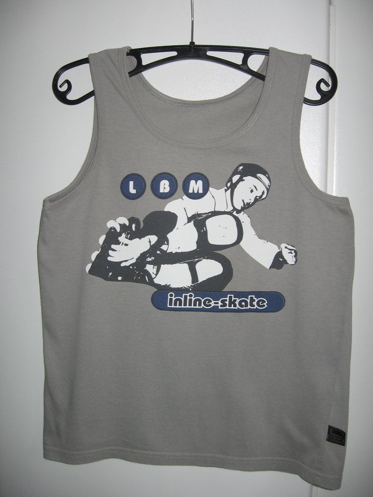 Grijze T-shirt zonder mouwen met print van IBM, 140-146, Enfants & Bébés, Enlèvement ou Envoi, Comme neuf