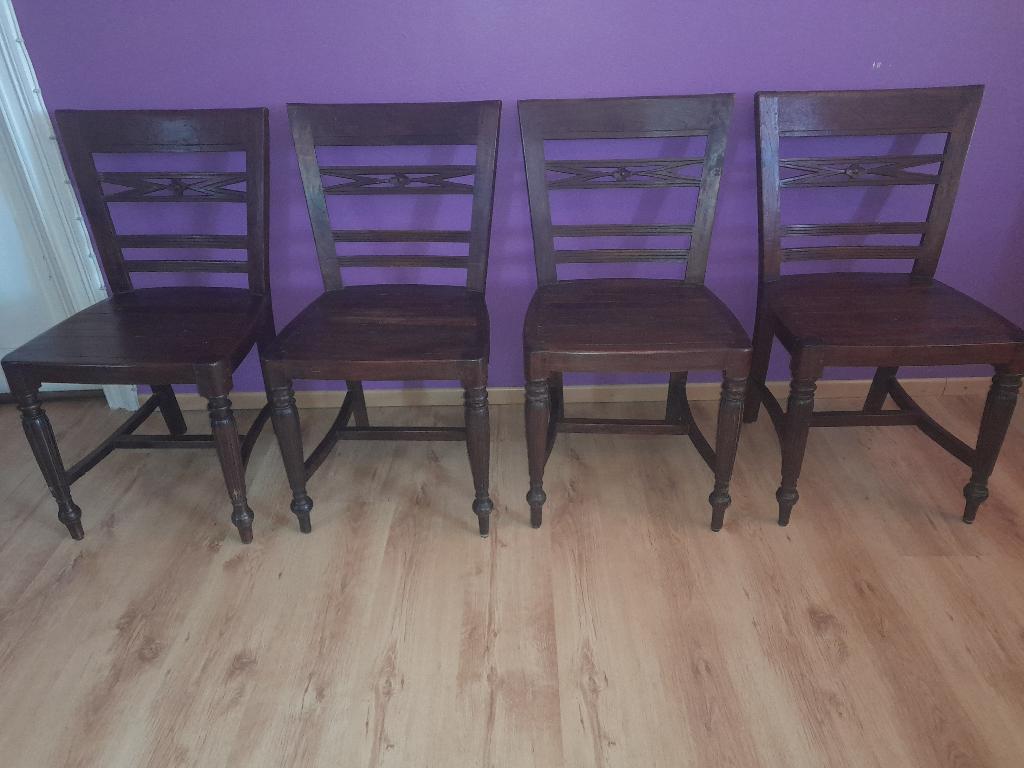 6 chaises teck Salle à manger Style Colonial, Enlèvement, Utilisé, Teck Colonial, 4 à 6 chaises