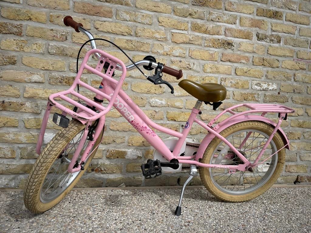 meisjesfiets Cooper Popal 18 inch rekje vooraan, Fietsen en Brommers, Ophalen, Gebruikt, 18 inch