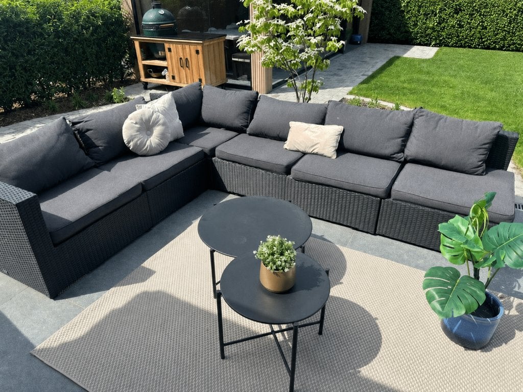 Stijlvolle hoeklounge voor tuin- terras 10pers goede staat, Osier, Comme neuf, Sets de jardin, Enlèvement