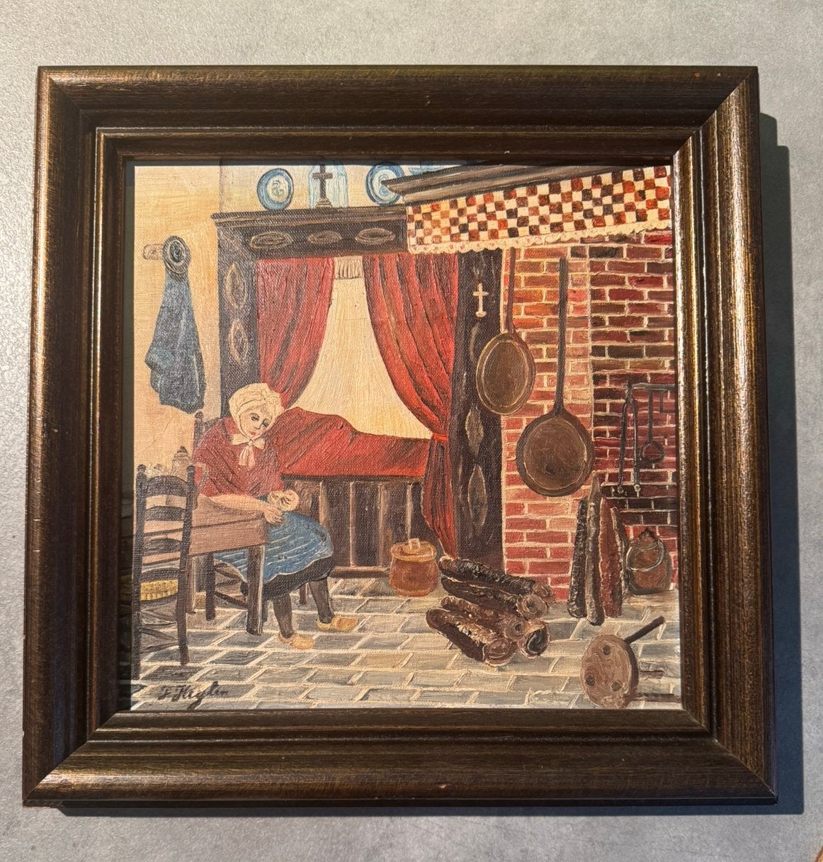 Twee vintage schilderijeren 30x30, Antiek en Kunst, Kunst | Schilderijen | Klassiek, Ophalen, Vintage, Origineel werk, Overige onderwerpen