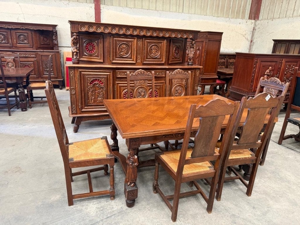 breton, Huis en Inrichting, Complete eetkamers, Ophalen of Verzenden, Gebruikt, Breton, 6 tot 8 stoelen
