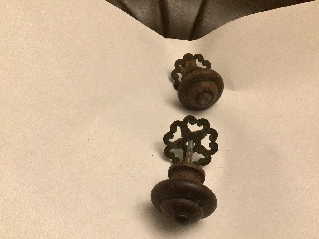 2 zware vol ijzeren kast deurgrepen, Antiek en Kunst, Ophalen of Verzenden