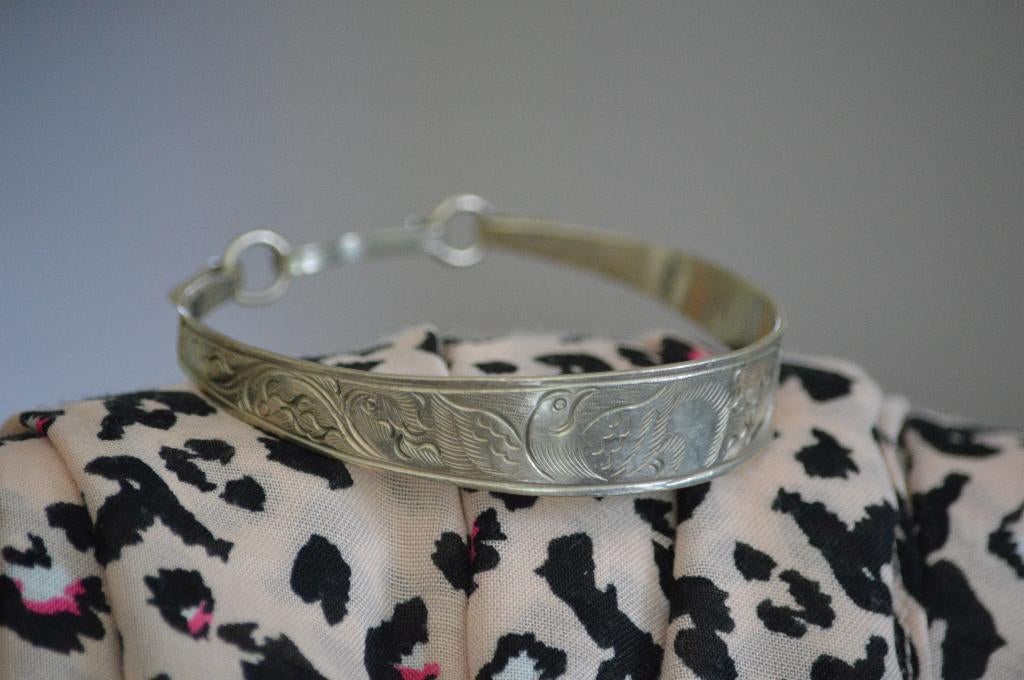 Armband zilver met gegraveerde tekeningen, Ophalen of Verzenden, Zilver, Armband