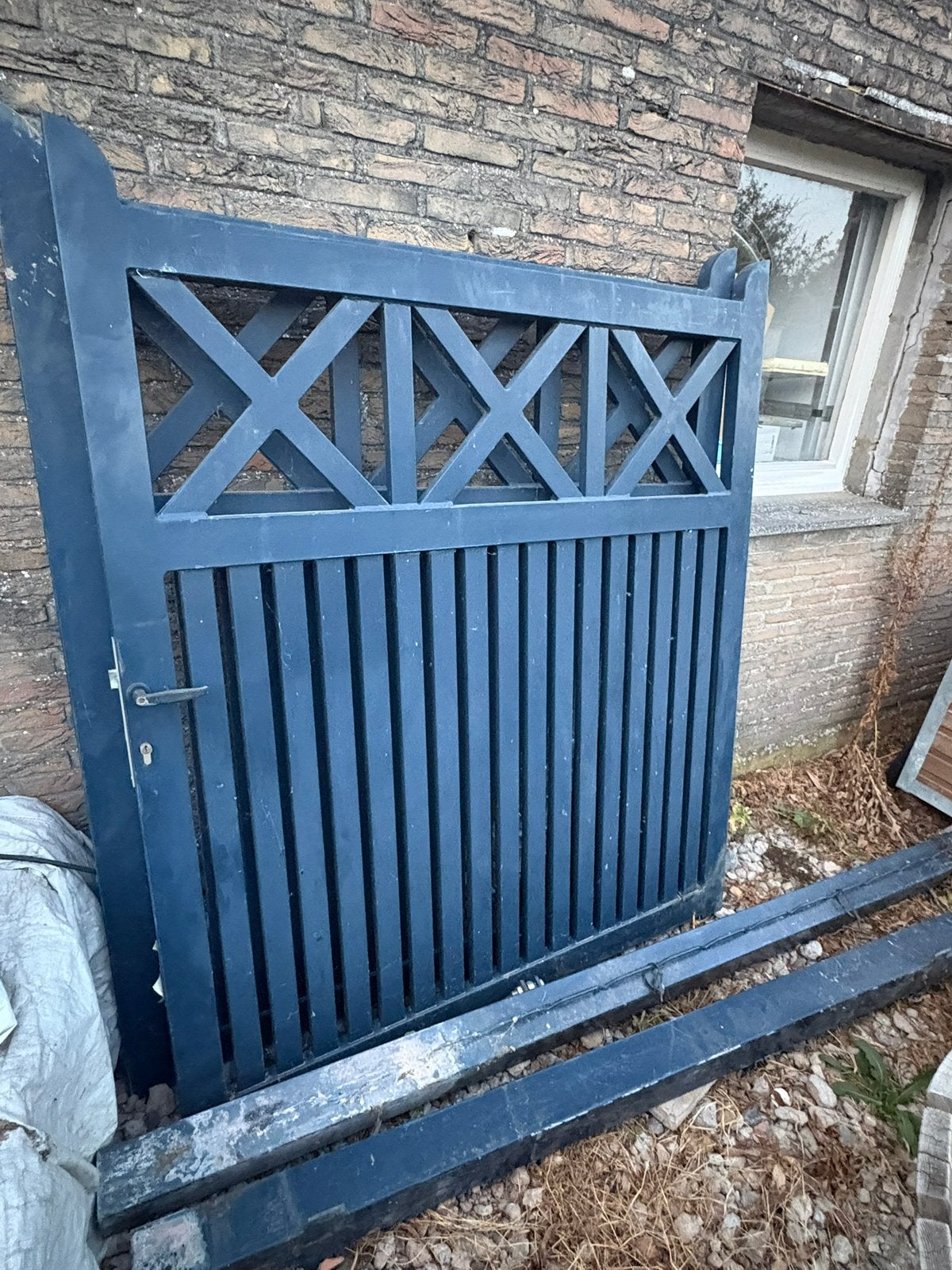 Dubbele Poort voor oprit, Tuin en Terras, Ophalen, Gebruikt, Staal, 150 tot 200 cm