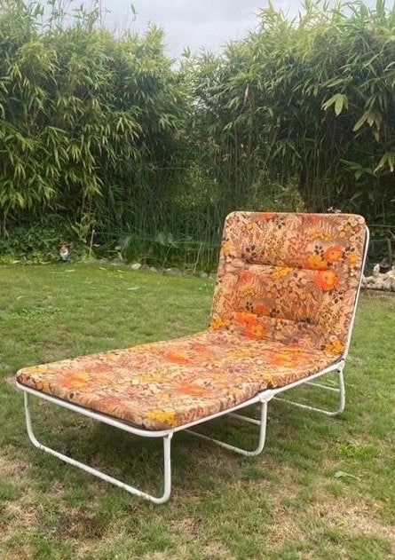 Vintage Ligbed - Retro plooibed, Tuin en Terras, Ophalen, Gebruikt
