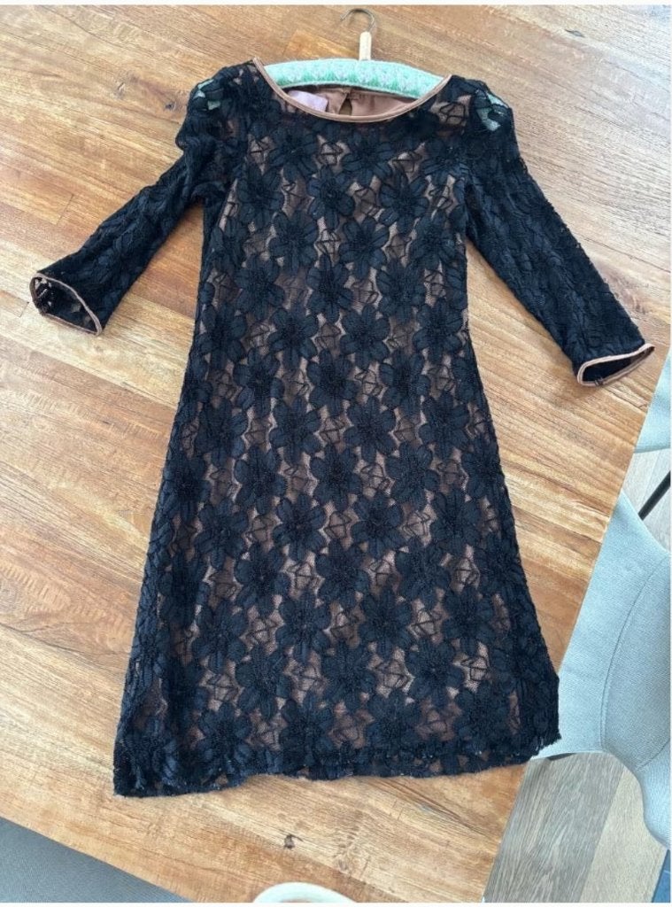 Jurk vintage maat 36, Zwart, Ophalen of Verzenden, Zo goed als nieuw, Knielengte