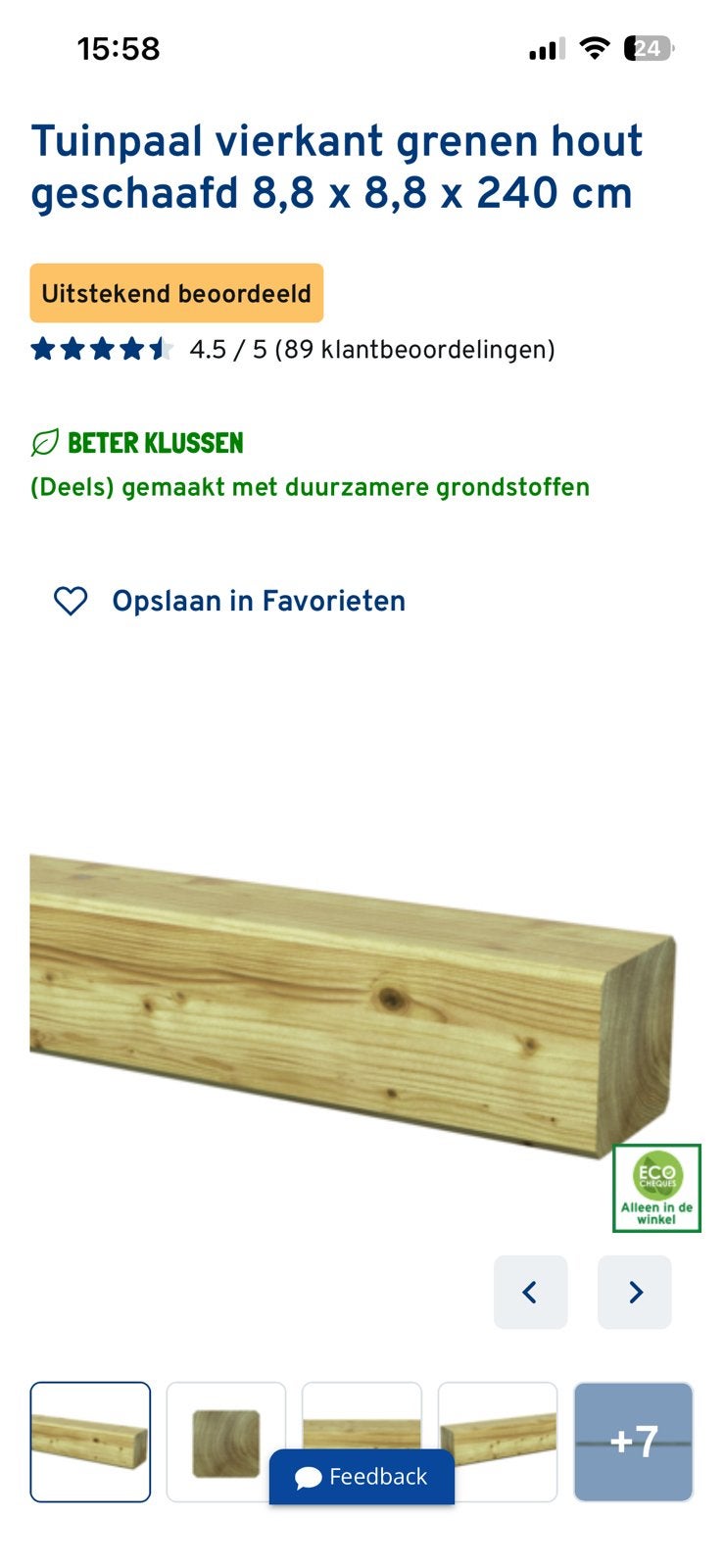 Grenen tuinpalen 4 stuks, Bricolage & Construction, Bois & Planches, Neuf, Pin, Enlèvement, Imprégné