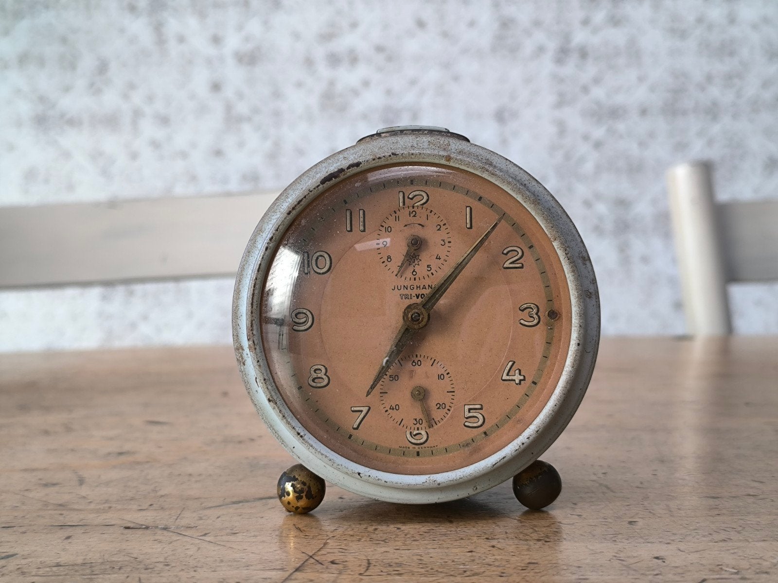 Junghans Tri-Vox Réveil/ horloge Antique (Allemand!), Enlèvement ou Envoi, Utilisé, Analogique