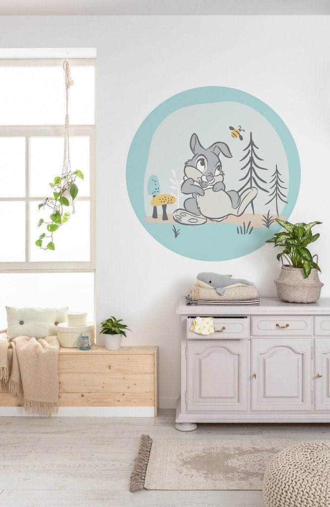 Bambi Vlies Muursticker Stampertje -125 cm Rond - Disney, Verzenden, Nieuw, Wanddecoratie, Meerkleurig