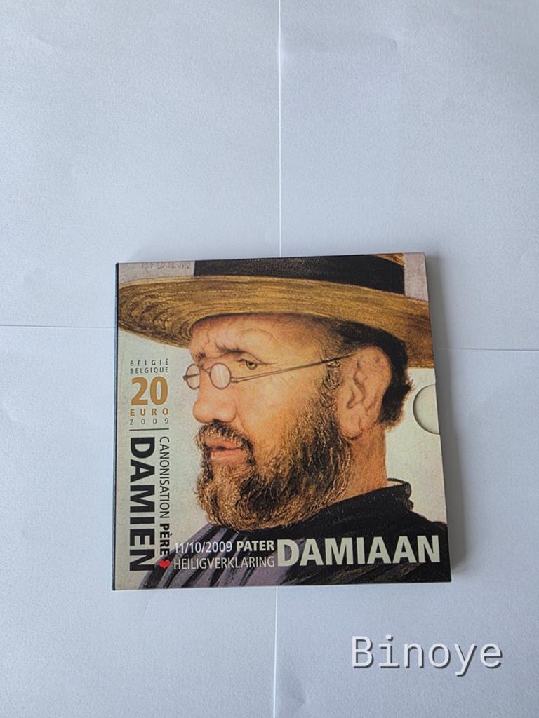 Belgique 20€ 2009 Père Damien argent 925 Proof BE, Ophalen of Verzenden, België, Overige waardes, Zilver