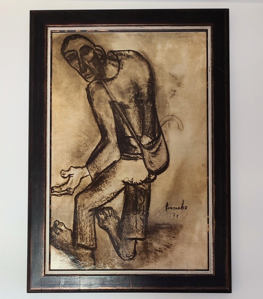 Constant Permeke. De bedelaar. Prachtig ingelijste kunstdruk, Antiek en Kunst, Portret of Personen, Expressionistisch, Ophalen of Verzenden