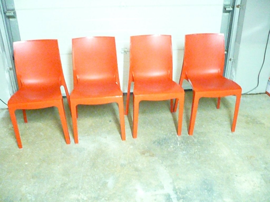 4 RODE STOELEN, Ophalen, Kunststof, Gebruikt, Vier
