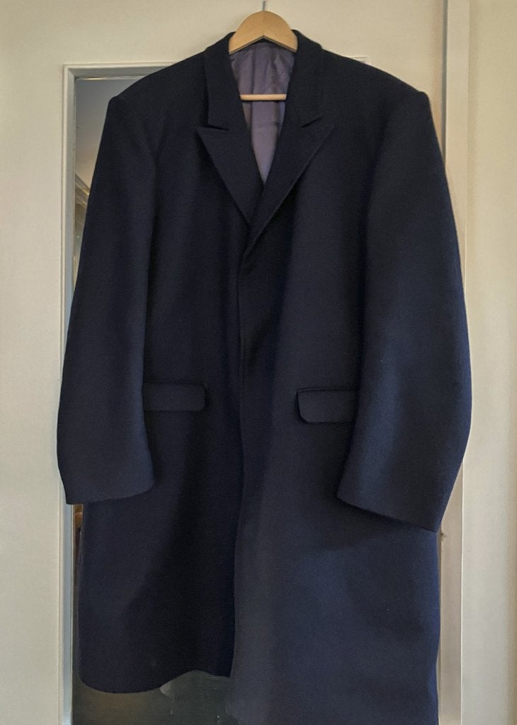 donkerblauwe wollen winterjas voor heren, Ophalen, Gedragen, Overige maten, Blauw