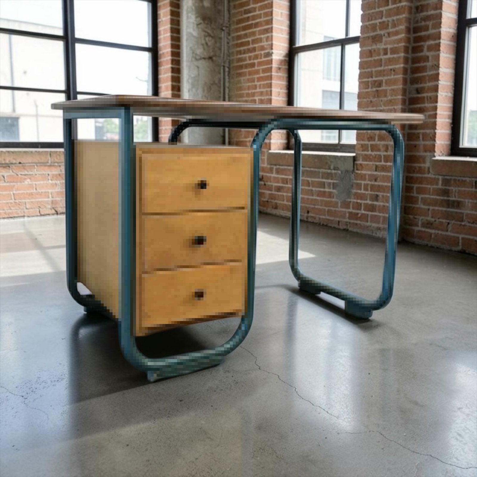 Vintage curved industriëlel bureau / desk BAUHAUS, Vintage, Ophalen of Verzenden, Zo goed als nieuw