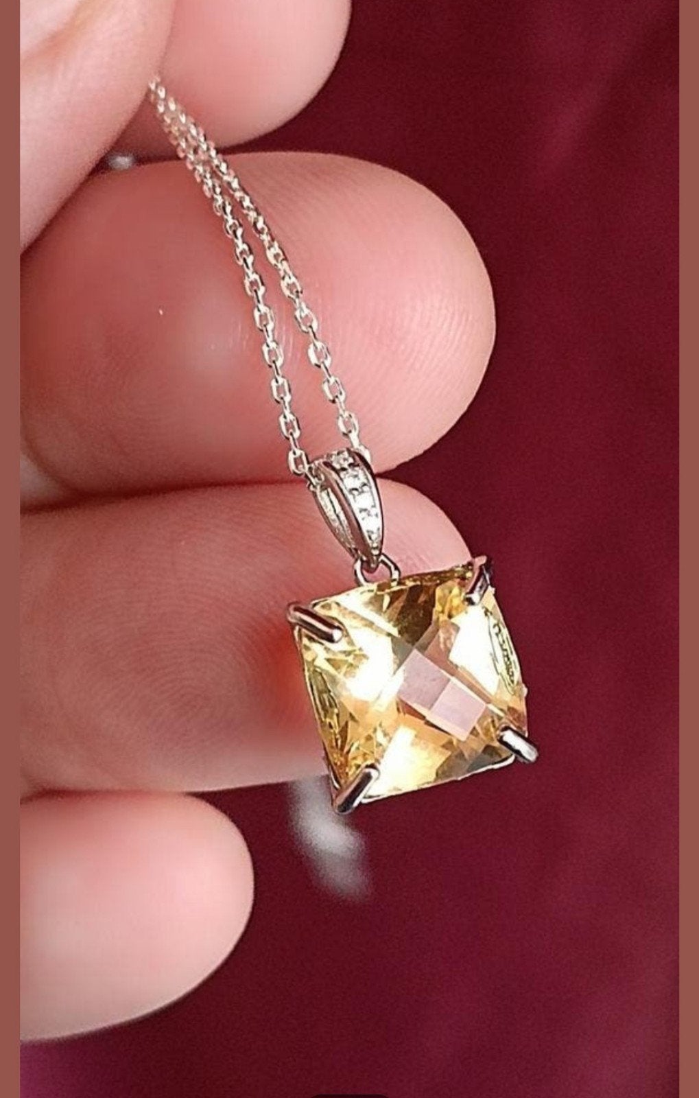 Pendentif en argent massif avec grande citrine naturelle, Neuf, Enlèvement, Avec pierre précieuse, Argent