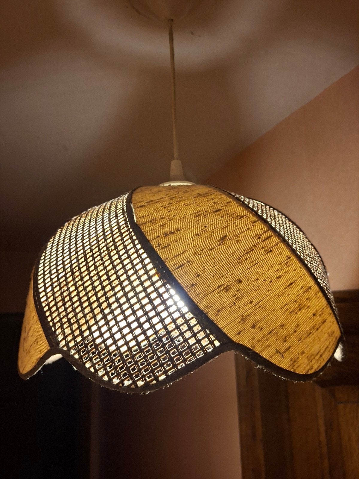 Lampe vintage en rotin, Maison & Meubles, Enlèvement ou Envoi, Utilisé