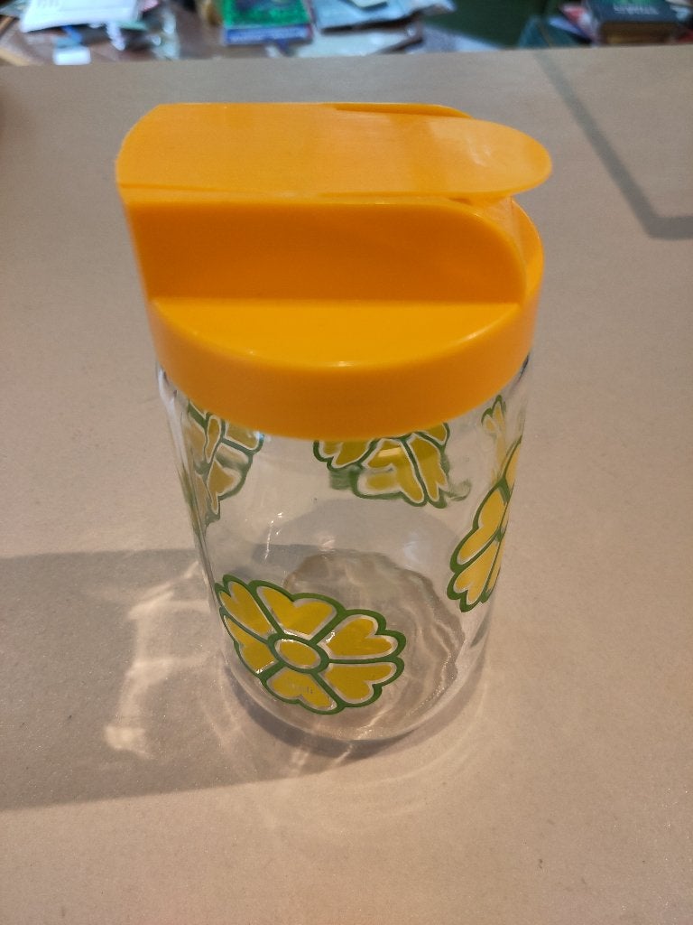 retro glazen pot 'meli', Gebruikt, Met deksel, Pot, Bus of Blik, Ophalen of Verzenden